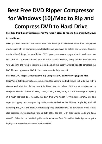 Dvd ripper compressor