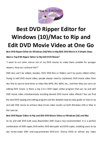 Multimedia Software Dvd ripper editor