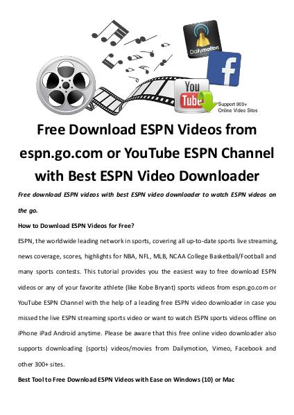 Multimedia Software Free download espn videos