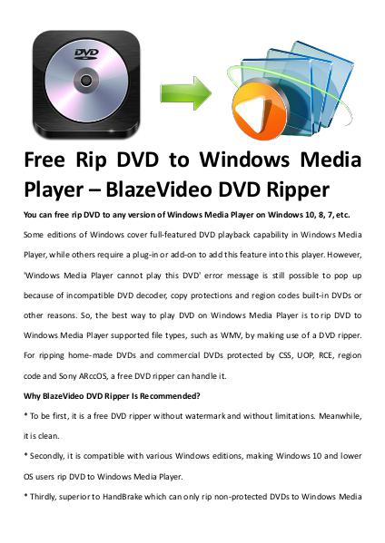 Multimedia Software Free dvd ripper windows media player