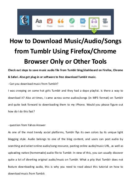 Multimedia Software How to download music from tumblr