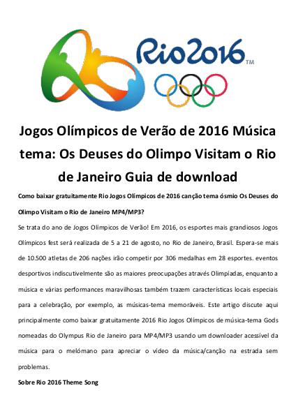 Jogos olímpicos de verão de 2016 música tema baixa
