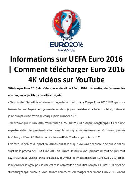 Télécharger uefa euro 2016 vidéos 4 k sur youtube
