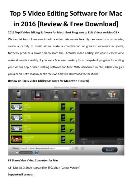 free video editors for mac 2016