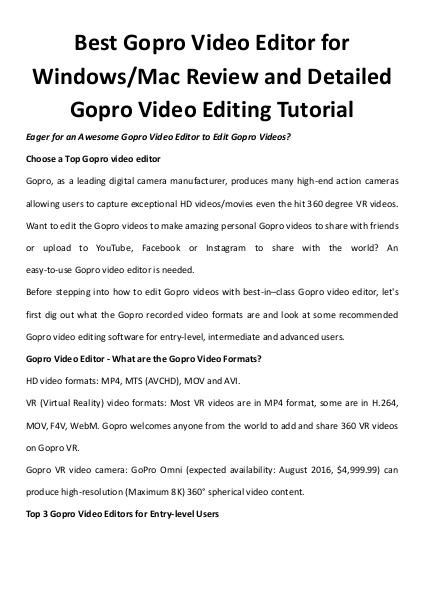 Multimedia Software Top gopro video editor