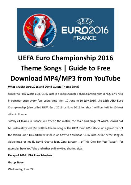 Uefa euro theme songs videos free download