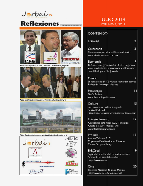 Reflexiones... para un mundo plural Volumen 2, número 3 Julio 2014