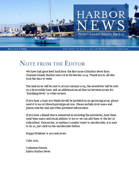Harbor News Editor's Note