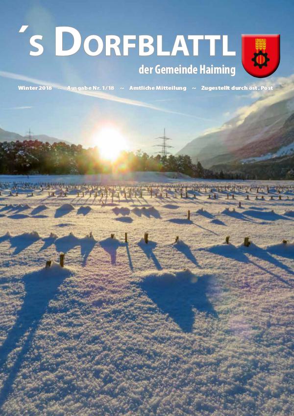 's Dorfblattl Haiming - Digitalausgabe Dorfblattl Haiming Winter 2018 - 01/18