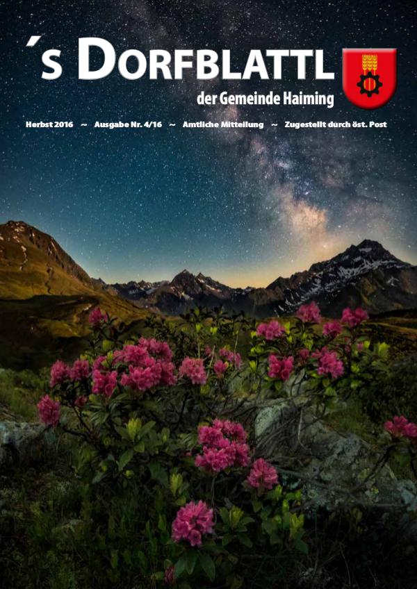 's Dorfblattl Haiming - Digitalausgabe Dorfblattl Haiming Herbst 2016 - 04/16
