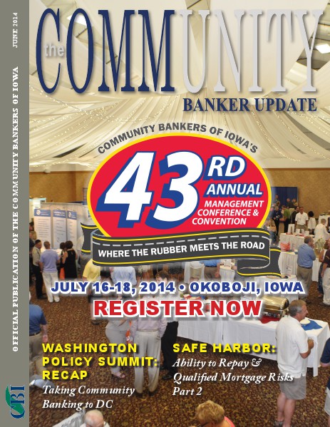 Community Bankers of Iowa Monthly Banker Update June 2014