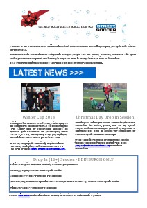 Street Soccer Scotland Newsletter - December 2013 12.13