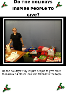 English Newspaper Project Do the holidays inspire giving?
