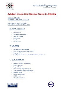 Syllabus - Diploma Courses