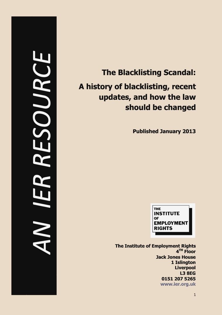IER Resources The Blacklisting Scandal