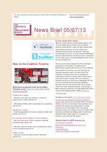 Weekly Employment Law News Briefs 05/07/13