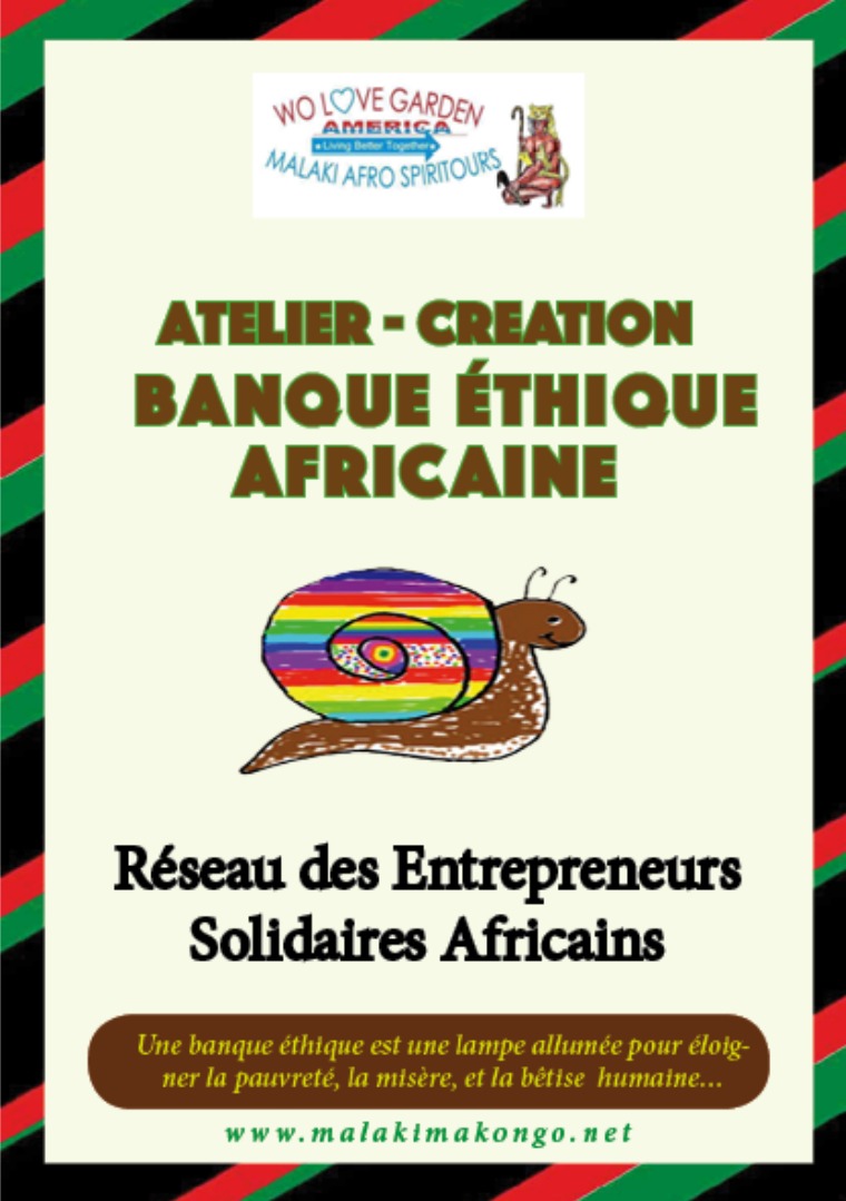 Kit STAGE pour la CREATION d'une BANQUE ÉTHIQUE  AFRICAINE Kit Stage banque ethique africaine