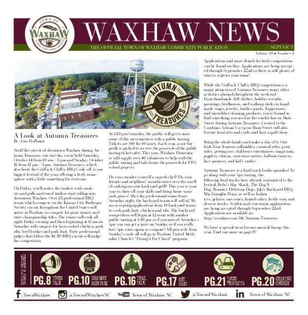 Waxhaw News - The Official Community Publication - Waxhaw, NC Waxhaw News Sept_Oct 2017