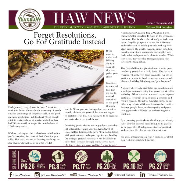 Waxhaw News - The Official Community Publication - Waxhaw, NC Waxhaw News Jan_Feb 2017