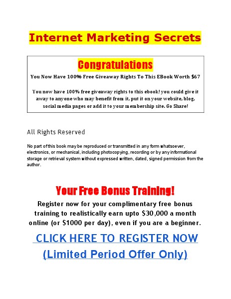 Internet Marketing Secrets Internet Marketing Secrets