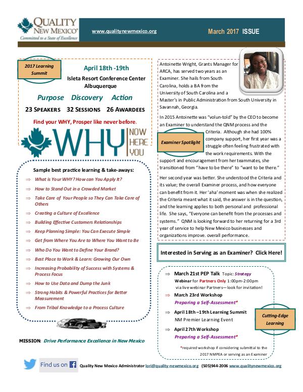 Quality New Mexico Newsletter Quality New Mexico Newsletter - March