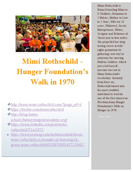 Mimi Rothschild - Hunger Foundation’s Walk in 1970 HomeSchooling