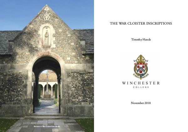 Winchester College Publication Winchester College War Inscriptions