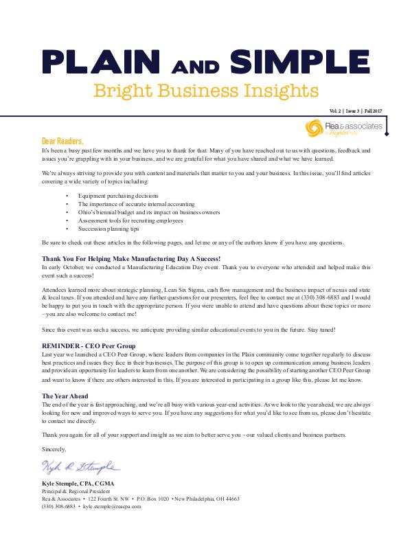 Plain and Simple: Bright Business Insights Fall 2017