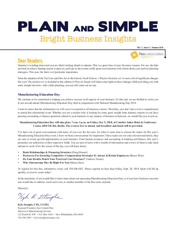 Plain and Simple: Bright Business Insights Summer 2018