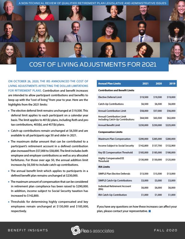 Benefit Insights | Cost of Living Adjustments Fall 2020