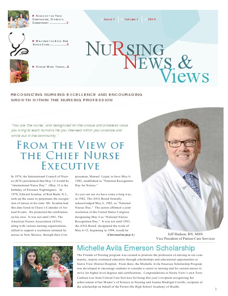 Nursing News & Views Issue I, Volume I, 2014