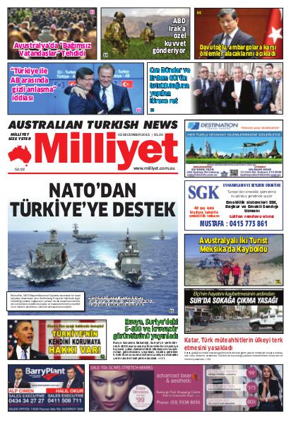 Milliyet Australia Turkish Newspaper 2 Aralık 2015