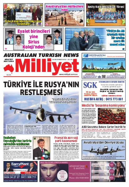 Milliyet Australia Turkish Newspaper 16 Aralık 2015