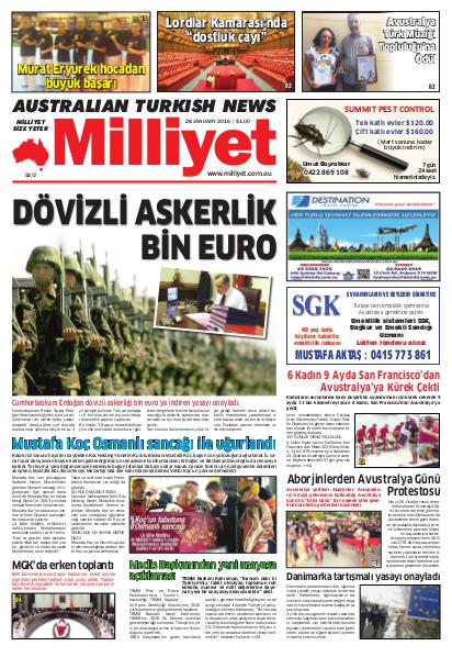 Milliyet Australia Turkish Newspaper 28 Ocak 2016