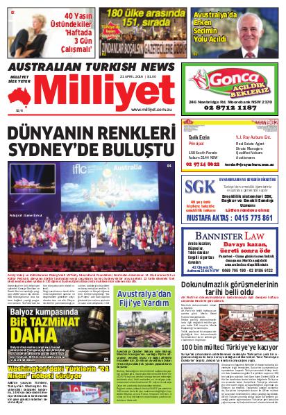 Milliyet Australia Turkish Newspaper 21 Nisan 2016