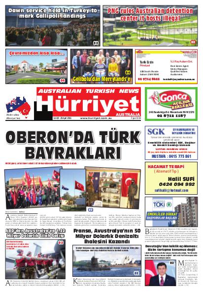 Milliyet Australia Turkish Newspaper 28 Nisan 2016