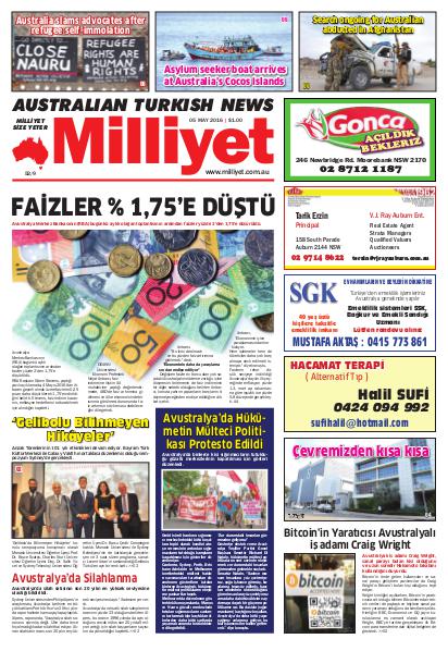 Milliyet Australia Turkish Newspaper 5 Mayıs 2016