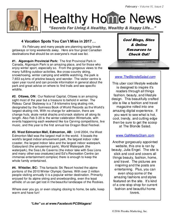 Healthy Home Newsletter Volume Xl, Issue 2