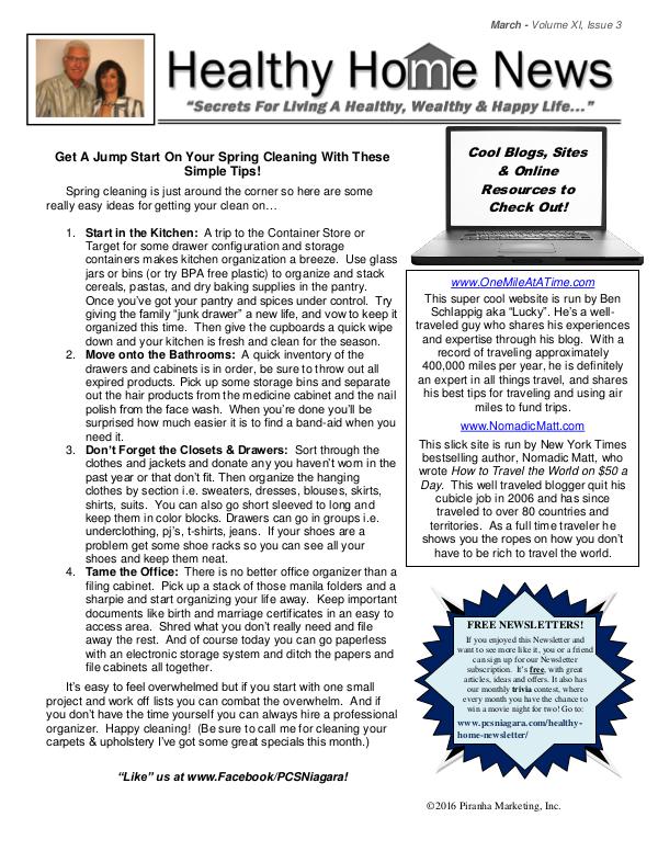 Healthy Home Newsletter March Volume Xl, Issue 3