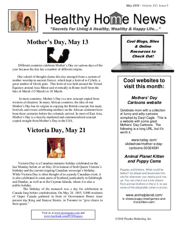 Healthy Home Newsletter May 2018 - Volume XVl, Issue 5