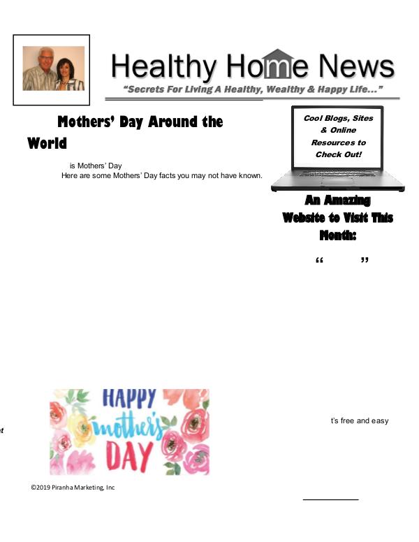 Healthy Home Newsletter May 2019 - Volume XVll, Issue 5