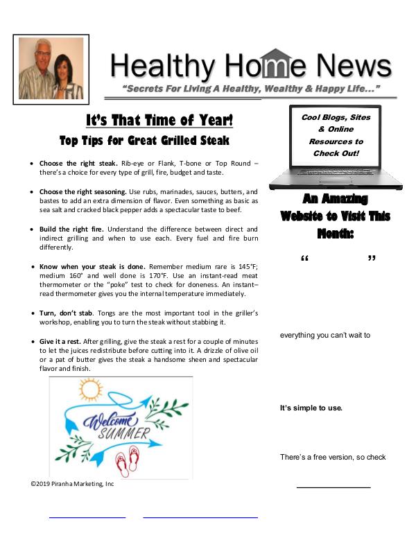 Healthy Home Newsletter June 2019 - Volume XVII, Issue 6