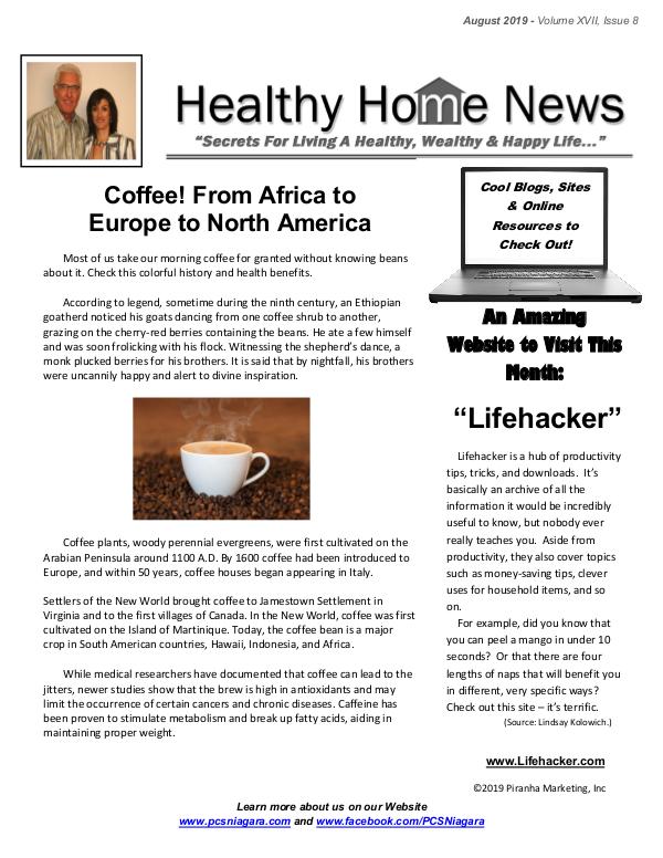 Healthy Home Newsletter August 2019 Volume XVII Issue 8