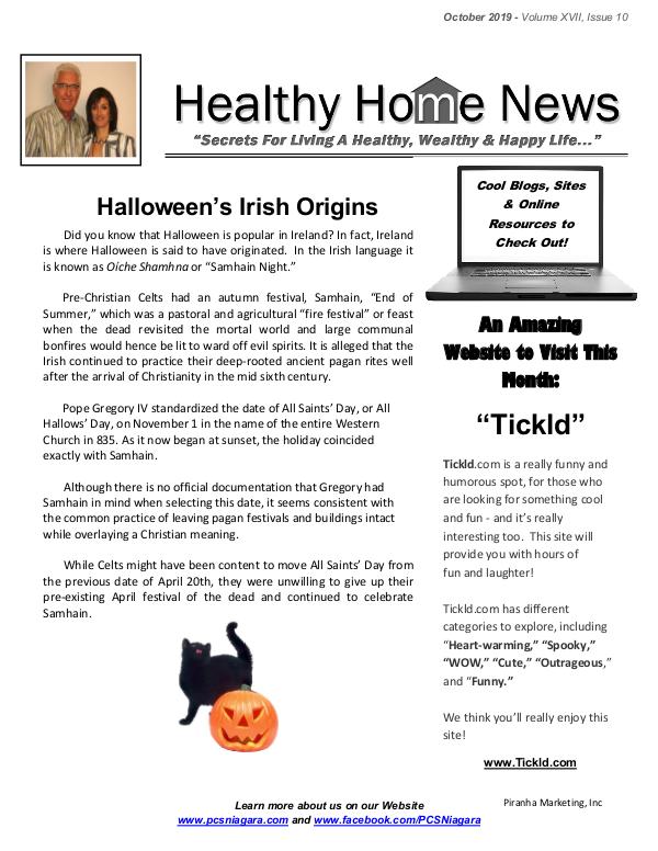 Healthy Home Newsletter October Volume XVII Issue 10