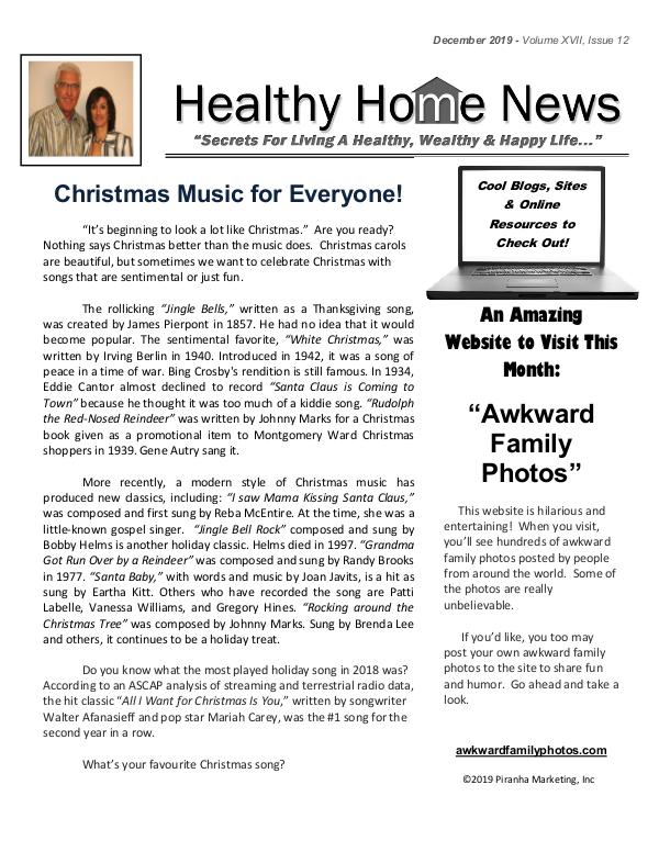 Healthy Home Newsletter December Volume XVII Issue 12