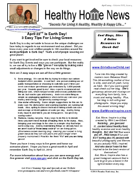 Healthy Home Newsletter April 2014 - Volume XVIII, Issue 4