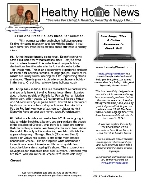 Healthy Home Newsletter June 2014 - Volume XVlll, Issue 6