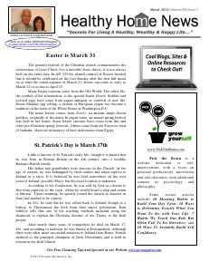 Healthy Home Newsletter March 2013 - Volume XVII, Issue 3