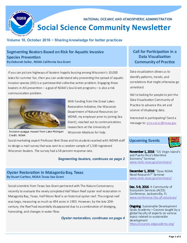 SEVENSEAS Partner Publications Social Science Community Newsletter: October 2016