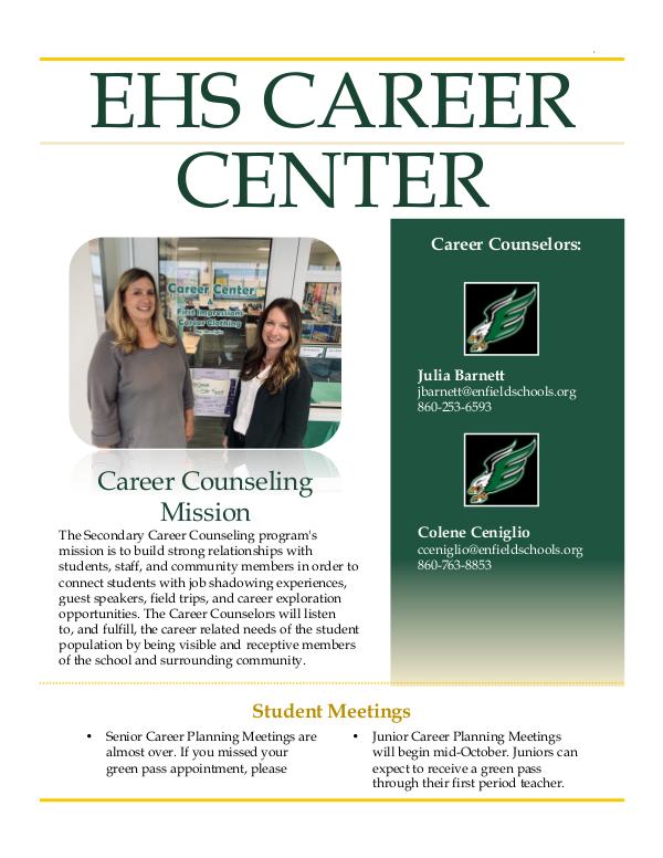 EHS Career Center Career Center Newsletter Fall 2019